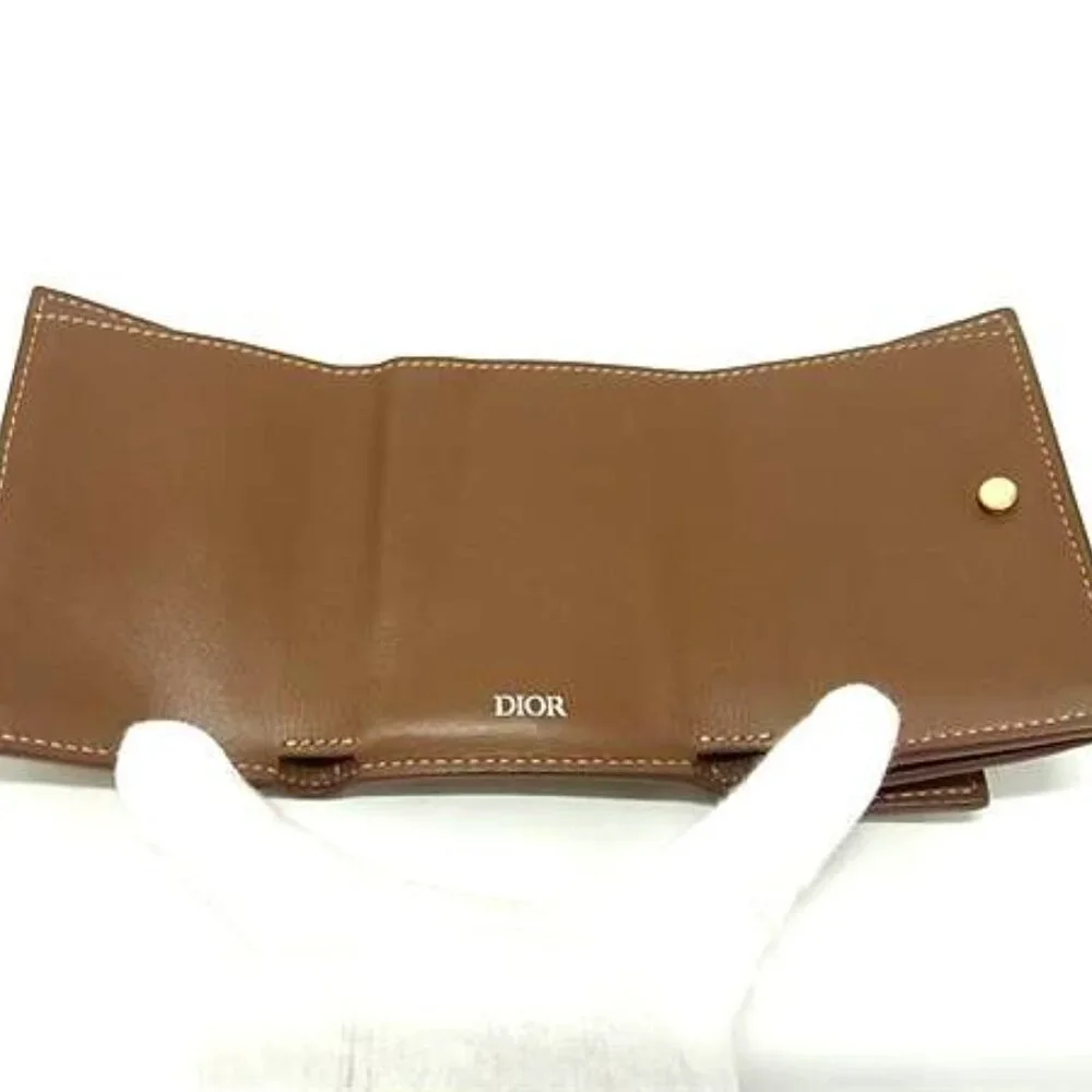 Dior CD Diamond Trifold Wallet Coin Purse Billfold Card Holder